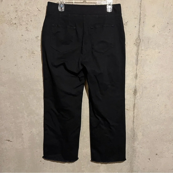 NWT Loft black pull on jeans straight Wide leg Size 10 Raw Hem - Picture 4 of 10